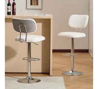 Ckaff Lot de 2 Tabourets de Bar, Tabourets Bar Réglables en Hauteur, Chaise de Bar Chaise Haute Bar, Tabouret Ilot Central Cuisine avec Dossier et Repose-Pieds pour Cuisine, Bar, Bou ris