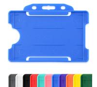 CKB LTD Bleu Lot de 10 Porte-badges en plastique rigide à glisser sur une face ouverte pour carte d'identité badge horizontal ou paysage, peut contenir une carte de crédit CR80 86 mm 54 mm