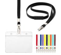 CKB LTD Lot de 10 cordons de sécurité avec porte-cartes avec joint d'étanchéité transparent, supports étanches, étiquette de nom, badges de portefeuille en plastique pour identification de travail, é