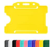 CKB LTD Lot de 10 Porte-badges en plastique rigide à glisser sur une face ouverte pour carte d'identité badge horizontal ou paysage, peut contenir une carte de crédit CR80 86 mm 54 mm Jaune