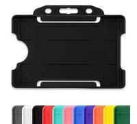 CKB LTD Noir Lot de 10 Porte-badges en plastique rigide à glisser sur une face ouverte pour carte d'identité badge horizontal ou paysage, peut contenir une carte de crédit CR80 86 mm 54 mm