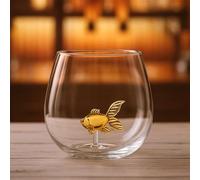 CKB LTD Verre à boire Goldfish - 500 ml - Verre fantaisie sur le thème du poisson - Cadeau aquatique unique pour eau, jus ou verre à cocktail, coffret cadeau (transparent) 1 pièce