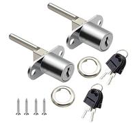 CL-Lin 2 Pièces Serrure à Tiroir pour Avec Clé Serrure à Piston Verrou à Cylindre en Alliage pour Poussoir Avec Clé pour Classeurs Armoire Vitrine, Diamètre 16 mm (Argent)