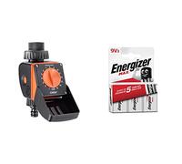 Claber 87277 Watch, Noir/Orange, 120x180x80 cm & Energizer Pile 9V, Energizer Max, Lot de 3 piles