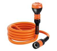 Claber TWIDDY 15m Tuyau extensible avec accessoires, ultraléger anti-torsion, raccords Quick-Click et lance à 5 jets, flexible et compact