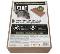 CLAC Piège à Glu Rats et Souris - Lot x10 Plaques Collantes 19 × 28 cm - Colle Haute Adhérence - sans Rodenticide - Détection et Capture - Cuisine, Cave, Grenier, Garage, Entrepôt