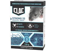 CLAC Raticide Souris et Rats - Souricide Professionnel Puissant, Mort aux Rats/Souris foudroyant pour intérieur | Anti Rongeur et Rat, Produit/Poison spéciale espèces résistantes (Céréales)
