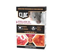 Clac Stelliox25 Raticide & Souricide Professionnel - Appâts Blocs Paraffinés Anti Rats et Souris - Efficace dès la 1ère Ingestion - Résistant aux Lieux Humides - Intérieur & Extérieur - 300 g