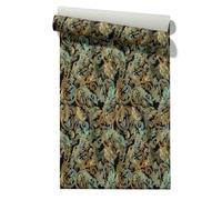 Claccis Frise Papier Peint PVC Adhésif Rouleau Epais Motif D'Iris 3D Or Intissé Pour Wc Uni Adhesif Mural Rétro Élégant Papier En PVC La Rénovation Des Armoires Cuisine 45x500cm