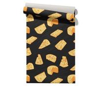 Claccis Papier Peint Animaux Intissé Salle De Bain Fromage Jaune Adhesif Mural Pour Wc Dessin Animé Mignon Papier En PVC La Rénovation Armoires Cuisine 45x500cm