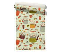 Claccis Papier Peint Anti Humidité Adhesif Mural Pour Wc Intissé Vinyle Mat Autocollant Dessin Animé Mignon Et Réconfortant Film Meubles Cuisine 45x500cm