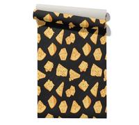 Claccis Papier Peint Chambre Garcon Trompe-L'Œil New York Fromage Jaune Vinyle Adhesif Epais Autocollant Dessin Animé Mignon Papier En PVC Pour Rénovation Armoires Cuisine 45x500cm
