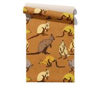 Claccis Papier Peint Intissé Cuisine Vinyle Sur Lessivable Salle De Bain Kangourou Floral Kit Pose Personnalité Naturelle Papier À Décoller Et Pour Crédence 45x200cm