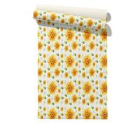 Claccis Papier Peint Intissé Pour Wc Autocollant Vinyle Jet D Encre Tournesol Mural Isolant Élégance Naturelle Papier Les Placards De Cuisine 45x500cm