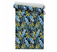 Claccis Papier Peint Toilette Wc PVC Fleur Adhesif Feuille Bleu Intissé Zen Miroir Autocollant Élégant Naturel Papier À Décoller Pour Crédence Cuisine 45x300cm
