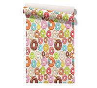 Claccis Rouleau Papier Peint PVC Vinyle Pour Salle De Bain Donut Kit Intissé Isolant Autocollant Mignon Et Adorable Papier En PVC Rénovation Des Armoires Cuisine 45x500cm