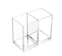 Clair Acrylique Maquillage Porte-Pinceau Stylo Crayon Support De Verre Mallette De Rangement Cosmétique Bureau Papeterie Organisateur Compartiments Pour La Maison