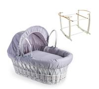 Clair de Lune Cotton Dream Couffin en Osier Blanc avec Support à Bascule Blanc