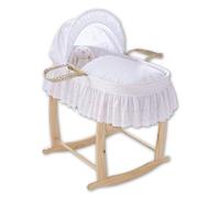 Clair de Lune Couffin Broderie Anglaise en Palmier avec Support à Bascule Deluxe pour bébé 75 x 28 cm