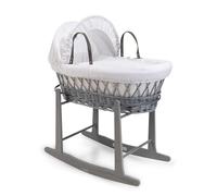 Clair de Lune Couffin en Osier Gris gaufré avec Support à Bascule Standard Gris - 68 x 30 cm (Blanc)