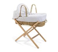 Clair de Lune Couffin en Palmier gaufré avec Support Pliable Naturel 75 x 28 cm (Blanc)