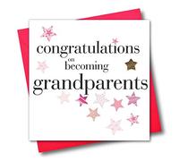 Claire Giles Hearts and Stars Carte de félicitations pour devenir Grandparents Rose