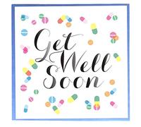 Claire Giles Quill Pills QUI037 Carte de vœux Inscription Get Well Soon Multicolore