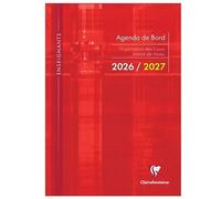 CLAIREFONTAINE - 1 Agenda de Bord Millésimé Pour Enseignant - Septembre 2026 à Août 2027 - Format 21 x 29,7 cm - Visuels Rouge
