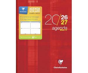 Clairefontaine - 1 Agenda WHEN 17 Rouge - Septembre 2026 à Septembre 2027 - Format 17 x 22 cm - 1 Semaine sur 2 pages