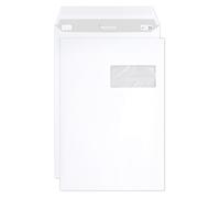 Boite de 250 Pochettes Blanches C4-229x324 mm - Auto-Adhésives - 90g/m2 - Fenêtre PET 50x100 (position 50/20) - Blanc