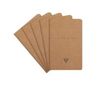 Clairefontaine 103506C - Un paquet de 5 carnets piqués cousu fil Flying Spirit 96 pages ivoire 11x17 cm 90g lignées, couverture en carte kraft brun, motif ass