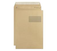 Clairefontaine 10350C - Boite de 250 Pochettes Kraft Milleraies Brun C4-229x324 mm - Auto-Adhésives - 90g/m² - Fenêtre 50x100 (position 50/20)