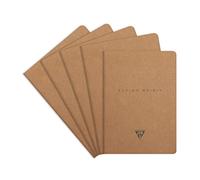 Clairefontaine 103536C - Un paquet de 5 carnets piqués cousu fil Flying Spirit 96 pages ivoire 14,8x21 cm 90g lignées, couverture en carte kraft brun, motif ass