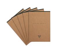 Clairefontaine 103636C - Un paquet de 5 blocs encollés en-tête Flying Spirit Kraft 140 pages ivoire détachables 14,8x21cm 90g lignées, couverture en Kraft brun, finition anthracite, 5 motifs assortis