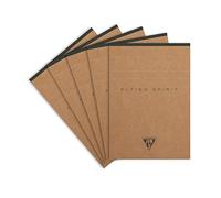 Clairefontaine 103646Cpack - Un paquet de 5 blocs collés en-tête Flying Spirit 140 pages ivoire détachables 10,5x14,8 cm 90g lignées, couverture Kraft brun, finition couleur anthracite, 5 motifs ass