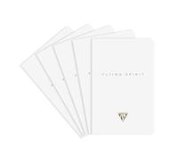 Clairefontaine 104596C - Un paquet de 5 carnets piqués cousu fil Flying Spirit 96 pages ivoire 9x14 cm 90g lignées, couverture en carte blanche pelliculée, finition couleur Or, 5 motifs assortis