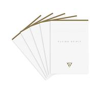 Clairefontaine 104636C - Un paquet de 5 blocs encollés en-tête Flying Spirit Kraft 140 pages ivoire détachables 14,8x21cm 90g lignées, couverture en carte blanche pelliculée, finition Or 5 motifs ass.