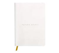 Clairefontaine 104946C - Un carnet broché cousu fil Flying Spirit 180 pages ivoire 14,8x21 cm 90 g lignées, couverture en cuir d'agneau lisse, Blanc