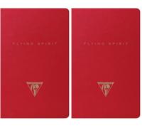 Clairefontaine 106586C - Un Carnet Piqué Cousu Fil Flying Spirit 7,5x12 cm 48 Pages Lignées Papier Ivoire 90g,Ccouverture en Carte Maya Rouge, 5 motifs assortis au dos, livraison aléatoire (Lot de 2)