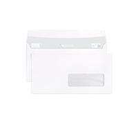 Boite de 500 Enveloppes Blanches DL-110x220mm - Auto-Adhésives - 90g/m2 - Fenêtre PET 35x100 (position 20/20) - Blanc