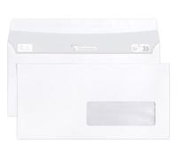 Clairefontaine Enveloppes DL 110x220 mm – Boîte de 500 auto-adhésives 90 g/m² fenêtre 35x100 Blanches