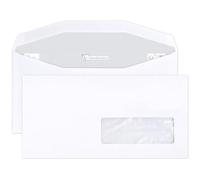Boite de 500 Enveloppes Blanches DL2-114x229mm - Gommées Mécanisables - 80g/m2 - Fenêtre Papier Cristal 35x100 (position 20/20) - pour machine de mise sous pli automatique - Blanc