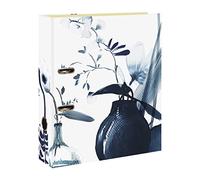 Clairefontaine 115935C - Un Classeur à Levier en Carton motifs Floral Peint à l'Encre Bleue - Dos 70mm - A4 maxi - Papier Finition Satiné - Home Office - Collection Inkebana