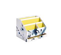 Clairefontaine 115938C - Un Porte-Lettres en Carton avec tiroir 24x16x18 cm - Motif Floral Peint à l'Encre Bleue - Papier finition satiné - Home Office - Collection Inkebana