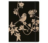 Clairefontaine 116049C - Une Chemise A Elastique Cartonnée 3 Rabats A4 motif Nature/Oiseau sur Kraft - Collection Le Cerisier Blanc