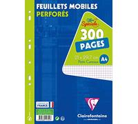 Clairefontaine Feuillets mobiles A4 sous film 300 pages perforées petits carreaux