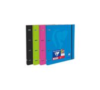Cahier-classeur rigide Mimesys A4 à 4 anneaux diamètre 30 mm écartement 80 mm + 200 pages petits carreaux avec cadre en-tête et 4 couleurs de bandes - Assortis