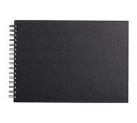 Clairefontaine 134255C Carnet Spiralé Goldline - 64 Feuilles Papier Dessin Ivoire - A4 21x29,7 cm 140g - Format Paysage - Couverture Rigide Noire Imitation Toile