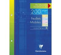 Feuillets mobiles couleur sous étui 17x22 cm 200 pages perforés grands carreaux papier Couleur aléatoire 50 pages bleues, 50 pages rose, 50 pages vertes, 50 pages jaunes - Assortis