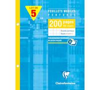 Clairefontaine 1351C - Lot 5 Étuis Feuillets Mobiles 17x22cm 200p GC 90g